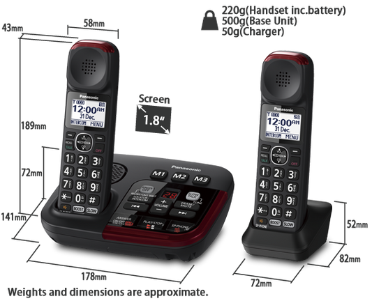 Panasonic amplified Telephone KX-TGM422AZB 2 handset